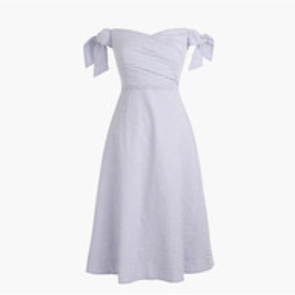 J Crew tie-shoulder seersucker dress